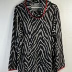 Susan Graver Weekend Plus Size 2X Animal Printed Cowl Neck Sweater Knit Top Grey Photo 2