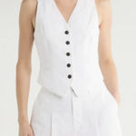 Rag and Bone Cressida Linen Blend V-Neck Button Front Vest Jacket Size 4 Photo 0