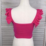 SheIn Sweater Knit Ruffle Sleeve Cropped Tank Top Hot Pink-M (US6) Photo 1