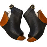 Kork-Ease  Berit Black Leather Tan Wedge Sandals Size 8M Photo 0