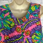 Vintage Just Class Womens Y2K Floral Shorts Overalls Romper Tropical Print M 90s Pink Size M Photo 5
