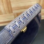 via spiga  Violet “Olivia” Purple Suede Snakeskin Leather Trim Clutch Handbag Photo 13