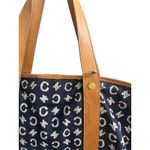 CELINE Vintage Tan Blue Macadam Tote Shoulder Bag Photo 1