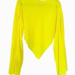 Balenciaga 100% silk asymmetrical triangle-hem split-sleeve chartreuse blouse Photo 0