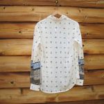 NWT Cream Print Western Blouse Top M Blue Size M Photo 4
