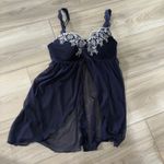 Savage X Fenty Navy Blue Embroidered Babydoll‎ Lingerie Size S Photo 0