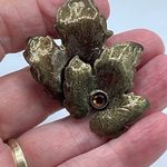 Vintage enameled layered leaf brooch. Green Photo 2