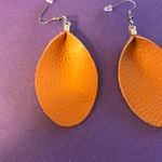Brand New Camel Tan Teardrop Earrings Faux Leather Photo 3