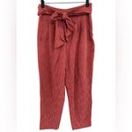 Anthropologie EttTwa Aubade Mauve Tie Waist High Rise Textured Cropped Pants 4 Photo 2