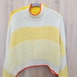 Free People Womens Sunbrite Sweater Size M Yellow Striped Cropped Oversized Cozy Photo 1