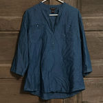 Bit & Bridle  Womens Sz XL 1/2 Button Front 3/4 Sleeve‎ Denim Tunic Top Photo 0