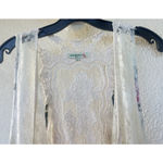 Vivid Importers Lace Crochet Floral Fringe Kimono Vest Size Large Boho Festival White Photo 1