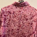 ZARA  pink satin abstract print button-down blouse with bishop sleeves Large 740 Photo 8