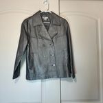 Santa Fe Leather Jacket Blazer Womens‎ Size 8 Silver Metallic Retro Vintage Photo 1