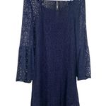 American Eagle  Lace Dress Womens Size Medium Bell Sleeve Cami Midi Blue Crochet Photo 0