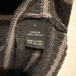 AB Studio  Gray Striped Sweater Dress Size L Short Sleeve Knit Winter Dress Mini Photo 5