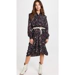 Isabel Marant Isabel Marant Etoile Okleya Gathered Jacquard Dress Black Floral Midi NWT 10 Photo 2