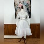Darling Vintage 1950s Wedding Dress With Lace Jacket! White Size 8 Photo 2