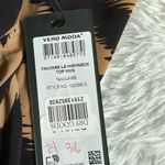 VERO MODA Tan and Black Abstract Print High-Neck Blouse Photo 2