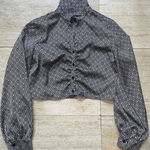 Ro & De Women "" Black White cropped long‎ sleeve blouse. Size S Photo 0