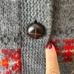 Woolrich  Lambswool Cardigan Sweater Womens Small Charcoal Gray Fair Isle Nordic‎ Photo 5