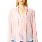 Avec Les Filles Pink Blush Sheer Balletcore Bow Long Sleeve Top Size M Photo 0