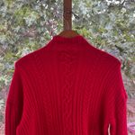 Ralph Lauren Lauren  Women's Red Cable Knit Mock Neck Sweater Size L Photo 3