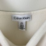 Calvin Klein  Square Neck Knit Tank Top Cream Women's Size Large Rayon Logo Photo 6