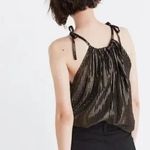 Madewell  EUC Women's Silk Blend Metallic Stripe Cami Tank Top Black Gold Size 0 Photo 2