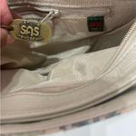 Vintage SAS Handsewn Shoulder Bag Purse Shoes Sparkly Tapestry Leather Trim Boho Tan Photo 6