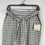 Jules & Leopold  Linen Blend Pants Large Black‎ White Windowpane Check Tie Waist Photo 5