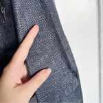 Monika Chiang • moto jacket leather woven asymmetrical zip navy blue cropped Photo 6