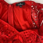 Lulus  women's size medium red lace dress first kiss v neck date wedding guest m Photo 5