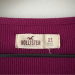 Hollister 3/4 Zip Ribbed Bodysuit Burgundy Purple Short sleeve round neck snaps Photo 6