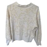 Anthropologie  Nina Velvet Sweater Ivory Scrolls Women's Size‎ XL Photo 3