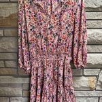 Love stitch Pink Floral Smocked Waist Tiered Ruffle Dress with Tassel Tie Medium Photo 0