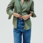 ZARA  Poplin Long Sleeve Button Down Shirt Size Small NWT‎ Photo 0