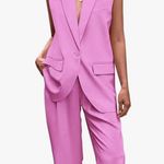 PRETTYGARDEN Elegant Pink Sleeveless Blazer Jumpsuit Photo 0