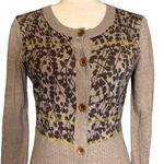 Royal Robbins  Abstract Leaves Tan Knit‎ Button-Up Cardigan Small ROYC-531 Cotton Photo 1