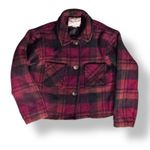 Woolrich Vintage  Cropped Red Plaid Wool Jacket Made In USA Rugged Warm Winter Photo 11