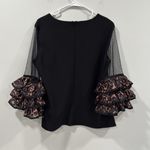 Why Dress Black Ruffled 3/4 Sleeve Blouse Size Large EUC Photo 3