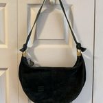 Anne Klein Crescent Shape Green Texture Lion Head Shoulder Bag Handbag Suede Y2K Photo 3