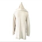 Cotton Emporium  Ivory Open Front Hooded Faux Fur Long Cardigan Jacket size small Photo 7