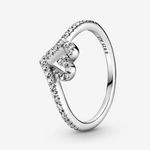 Pandora Sparkling Wishbone Heart Ring Photo 0