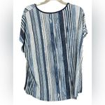 Allison Daley  Blue and White Patterned Short Sleeve Top Photo 3