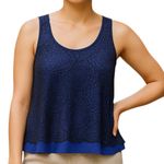 Lucca Couture  Blue & Black Lace Overlay Cropped Tank Back Zip Medium Photo 0