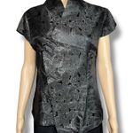 Laogudai Womens Blouse Top Chinese Traditional Satin Shirt Black Floral XXL Size M Photo 0