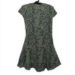 Poof New York Animal Print Sage Green Front Tie Cap Sleeve Mini T-shirt Dress S Photo 1