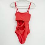 Aerie  Womens Bandeau Beach Swim One Piece Swimsuit Cutout Tie Waist Size M Photo 1