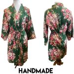 Handmade Unbranded Green Floral Kimono Style Cotton Robe Size Small Photo 1